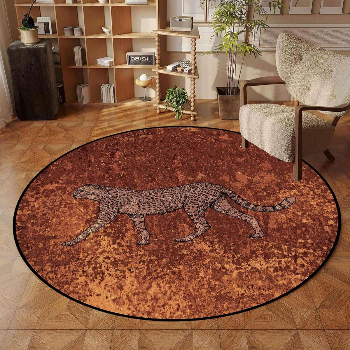 Black Snake Round 4ft Area Rug Wild Serpent Snakeskin Black Circle Rug Gothic Non-Slip Floor Mat for Bedroom Living Room Study Playing Round Yoga Mat Washable Carpet