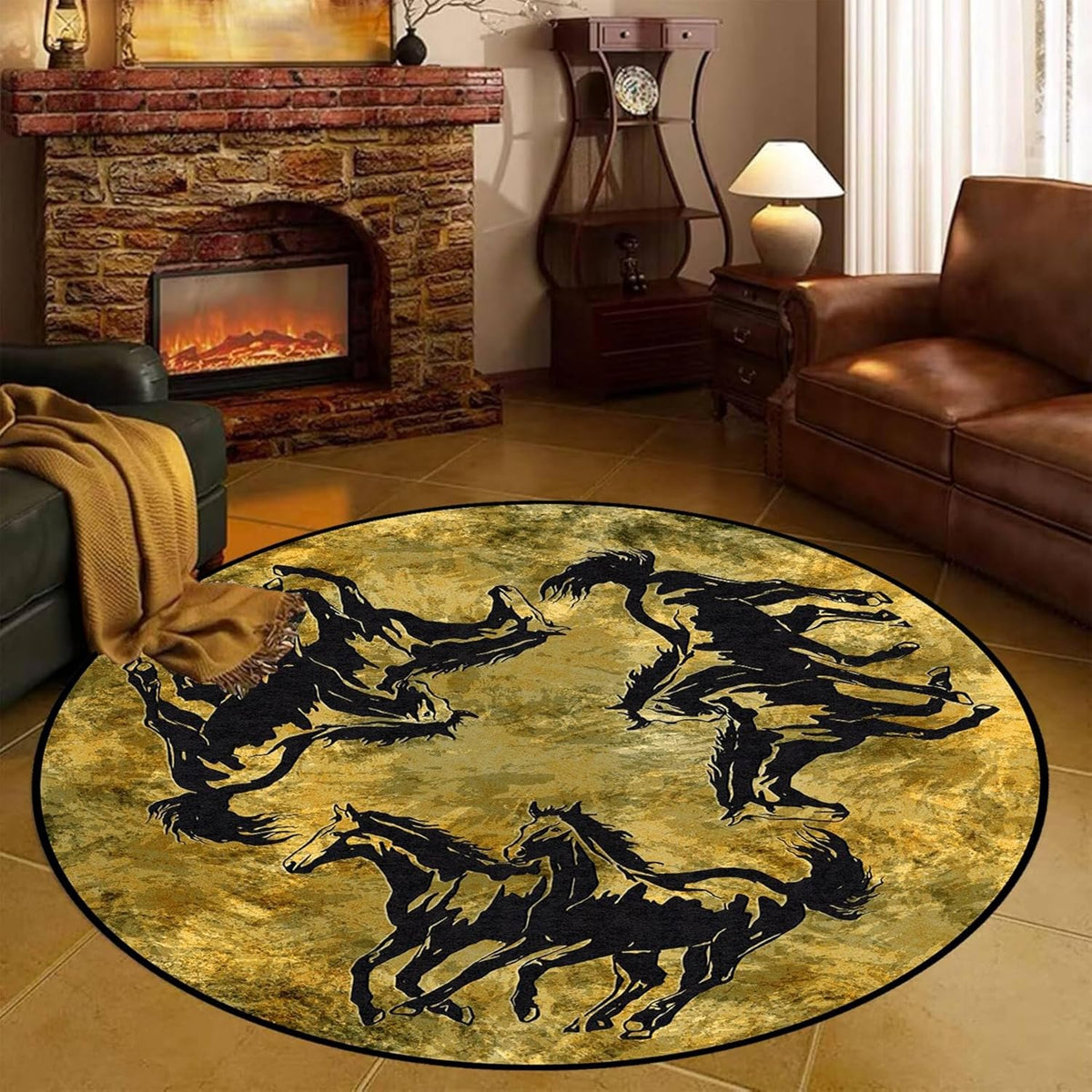 Black Snake Round 4ft Area Rug Wild Serpent Snakeskin Black Circle Rug Gothic Non-Slip Floor Mat for Bedroom Living Room Study Playing Round Yoga Mat Washable Carpet
