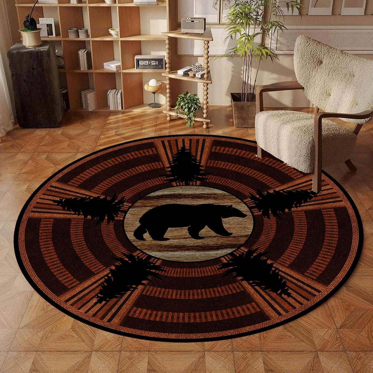 Black Snake Round 4ft Area Rug Wild Serpent Snakeskin Black Circle Rug Gothic Non-Slip Floor Mat for Bedroom Living Room Study Playing Round Yoga Mat Washable Carpet