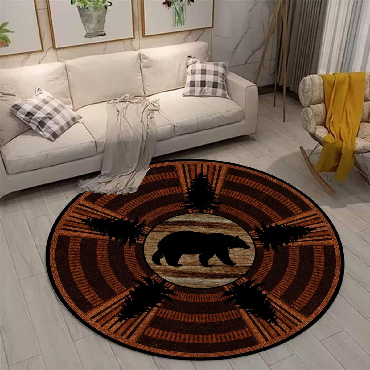 Black Snake Round 4ft Area Rug Wild Serpent Snakeskin Black Circle Rug Gothic Non-Slip Floor Mat for Bedroom Living Room Study Playing Round Yoga Mat Washable Carpet