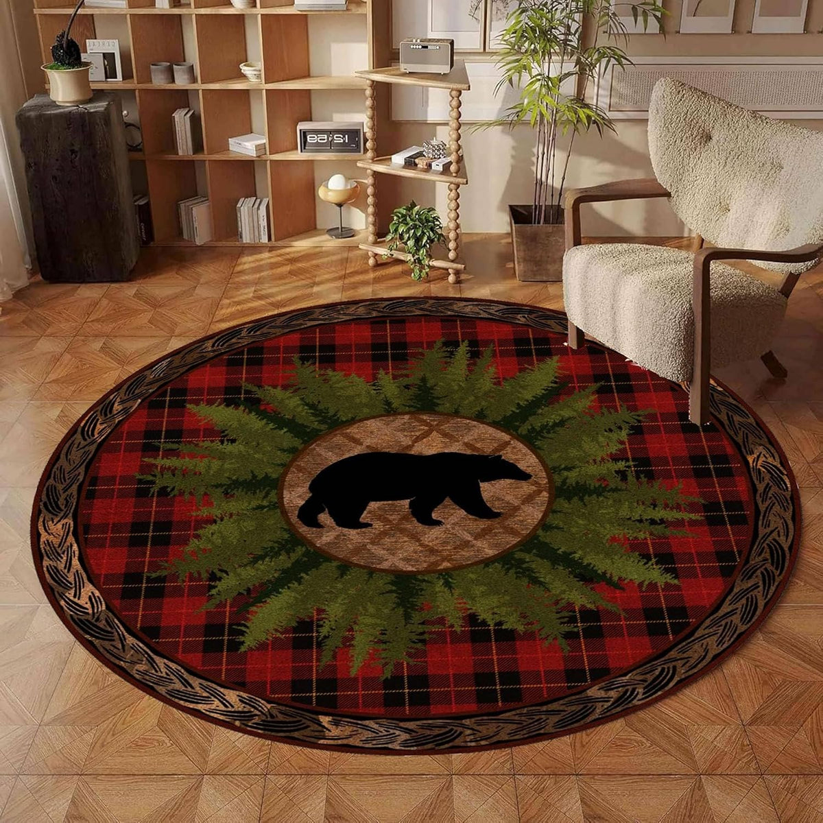 Black Snake Round 4ft Area Rug Wild Serpent Snakeskin Black Circle Rug Gothic Non-Slip Floor Mat for Bedroom Living Room Study Playing Round Yoga Mat Washable Carpet