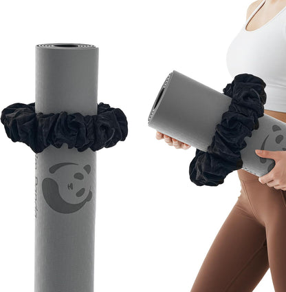 Slim Panda Yoga Mat Scrunchie Strap, Stretch Velvet Carrier