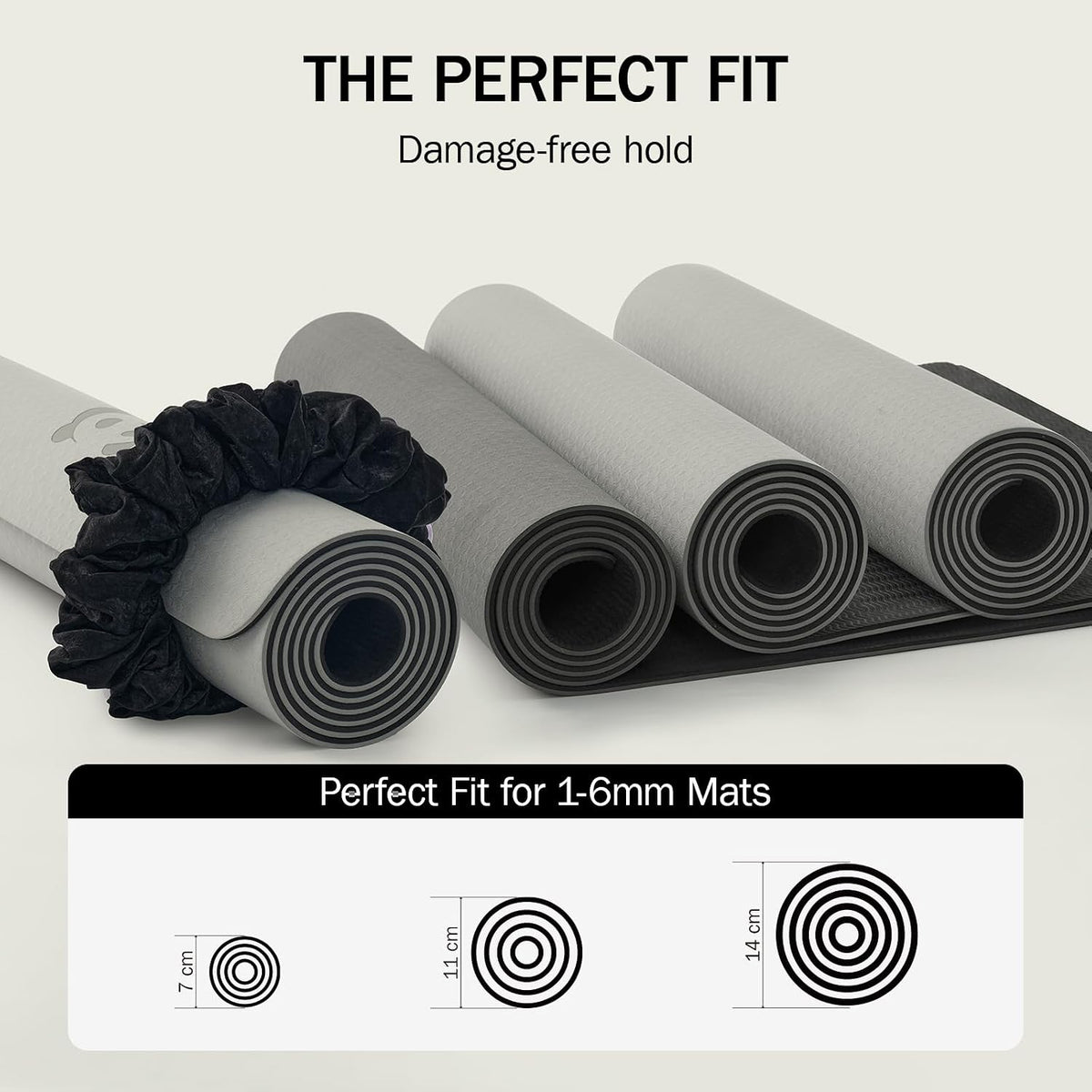 Slim Panda Yoga Mat Scrunchie Strap, Stretch Velvet Carrier