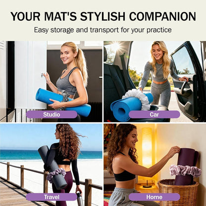 Slim Panda Yoga Mat Scrunchie Strap, Stretch Velvet Carrier
