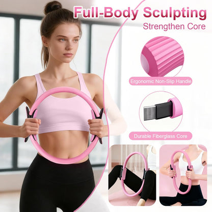 Home Pilates Essentials Kit for Women, Pilates Kit for Home Workouts, Pilates Equipment with Figure 8 Resistance Band, 14" Magic Circle, Yoga Ring, Pilates Accessories Set for Starter Workout