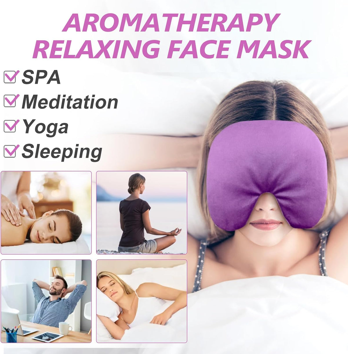 Sinus Face Mask Heated for Headache，Dry Eyes, Migraine, Sinus Pressure Relief, Warm Cold Compress, Lavander Eye Pillow Weighted for Relaxation, Sleep, Yoga, Microwavable Eye Heating Pad