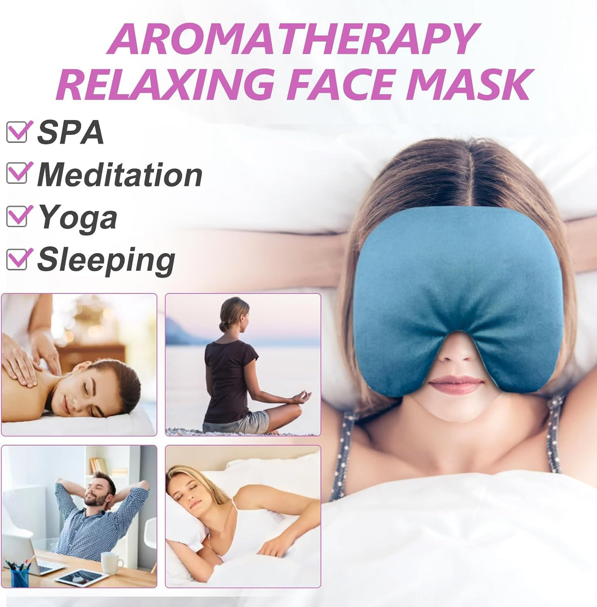 Sinus Face Mask Heated for Headache，Dry Eyes, Migraine, Sinus Pressure Relief, Warm Cold Compress, Lavander Eye Pillow Weighted for Relaxation, Sleep, Yoga, Microwavable Eye Heating Pad