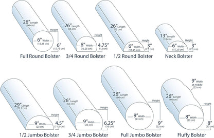 Massage Bolster Pillow Half Jumbo, 29in Length x 9in Width x 4.5in Height