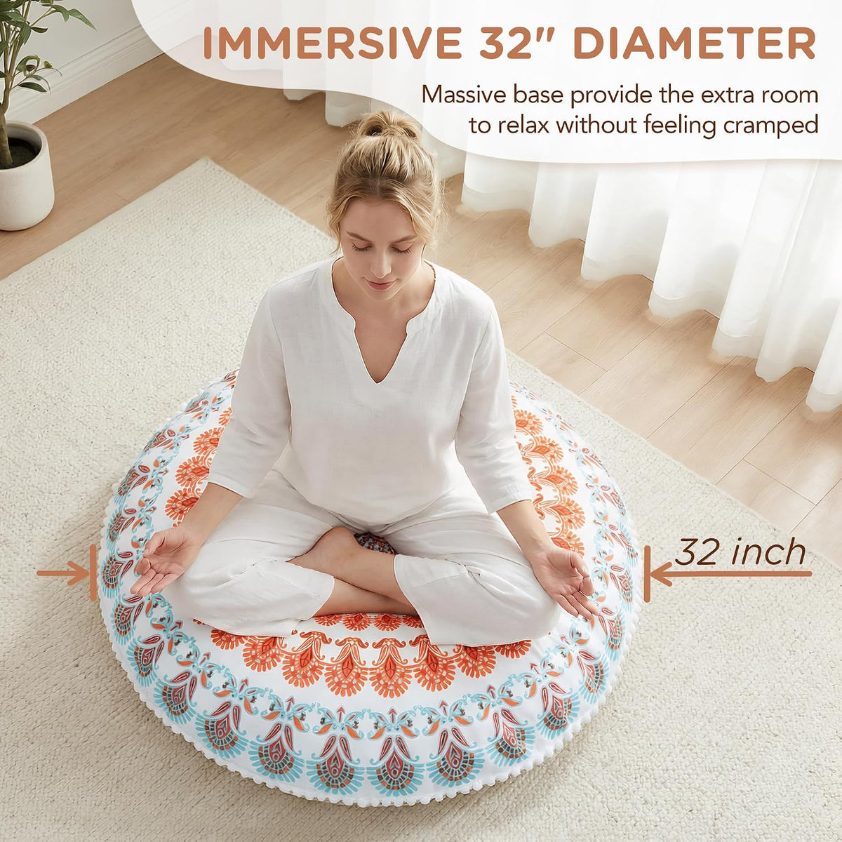 Floor Pillows 2 Pack, Large Meditation Cushions for Adults, 32-inch