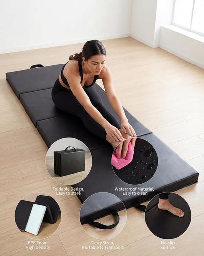 Gymnastics Mat, 6.2Ft 5-Fold Portable Home Gym Floor Pad for Yoga, Pilates, Aerobics & Martial Arts Training