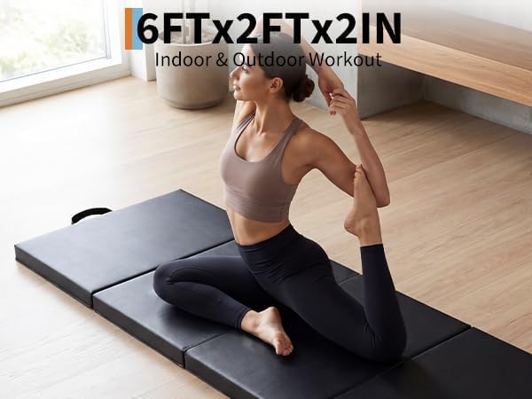 Gymnastics Mat, 6.2Ft 5-Fold Portable Home Gym Floor Pad for Yoga, Pilates, Aerobics & Martial Arts Training