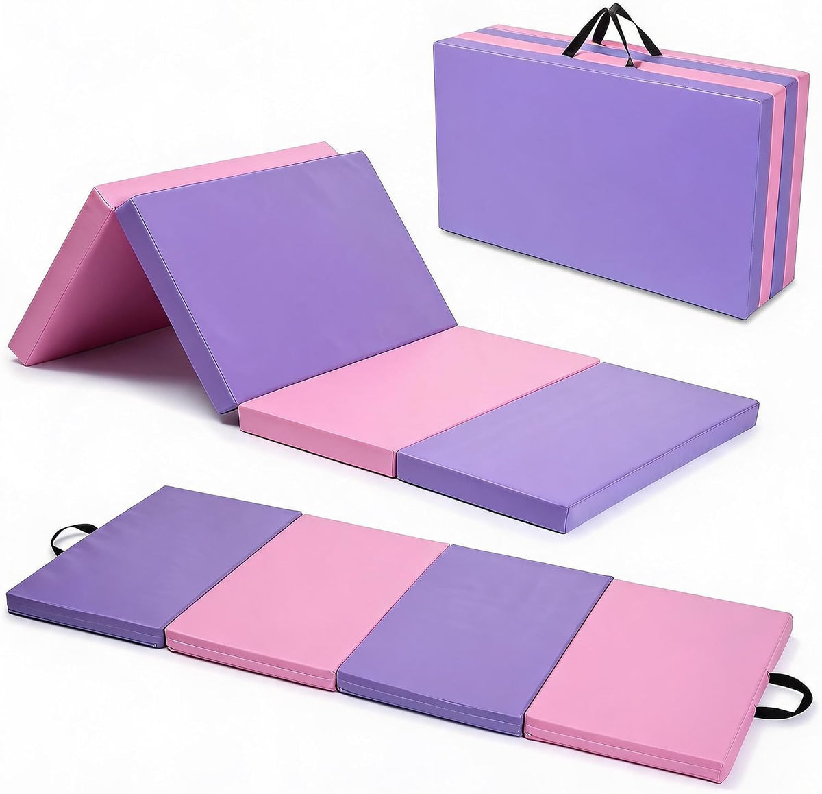 Gymnastics Mat, 6.2Ft 5-Fold Portable Home Gym Floor Pad for Yoga, Pilates, Aerobics & Martial Arts Training