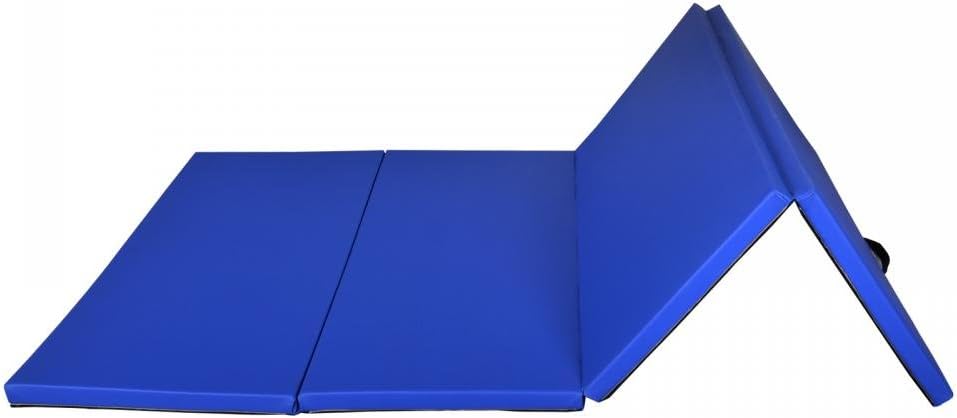 Exercise Mat 2'x6'/4'x8'/4'x10' Gymnastics Mat Folding Gymnastics Tumbling Mats 1.6"-2" Thick PU Leather Yoga Mat Portable With Carrying Handles for home Workout outdoor Yoga Pilates