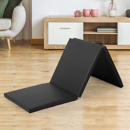 Exercise Mat 2'x6'/4'x8'/4'x10' Gymnastics Mat Folding Gymnastics Tumbling Mats 1.6"-2" Thick PU Leather Yoga Mat Portable With Carrying Handles for home Workout outdoor Yoga Pilates