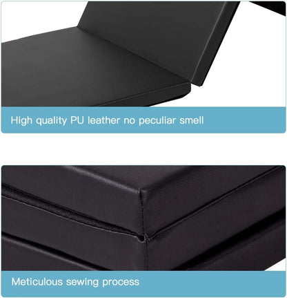 Exercise Mat 2'x6'/4'x8'/4'x10' Gymnastics Mat Folding Gymnastics Tumbling Mats 1.6"-2" Thick PU Leather Yoga Mat Portable With Carrying Handles for home Workout outdoor Yoga Pilates