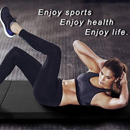 Exercise Mat 2'x6'/4'x8'/4'x10' Gymnastics Mat Folding Gymnastics Tumbling Mats 1.6"-2" Thick PU Leather Yoga Mat Portable With Carrying Handles for home Workout outdoor Yoga Pilates