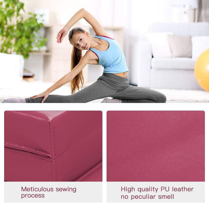 Exercise Mat 2'x6'/4'x8'/4'x10' Gymnastics Mat Folding Gymnastics Tumbling Mats 1.6"-2" Thick PU Leather Yoga Mat Portable With Carrying Handles for home Workout outdoor Yoga Pilates