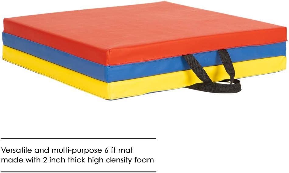Exercise Mat 2'x6'/4'x8'/4'x10' Gymnastics Mat Folding Gymnastics Tumbling Mats 1.6"-2" Thick PU Leather Yoga Mat Portable With Carrying Handles for home Workout outdoor Yoga Pilates