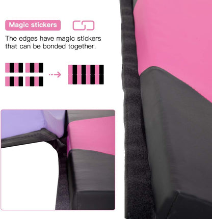 Exercise Mat 2'x6'/4'x8'/4'x10' Gymnastics Mat Folding Gymnastics Tumbling Mats 1.6"-2" Thick PU Leather Yoga Mat Portable With Carrying Handles for home Workout outdoor Yoga Pilates