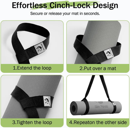 Slim Panda Yoga Mat Straps for Carrying, Adjustable Yoga Mat Carrier Sling Fits All Mats(Mat Not Included)