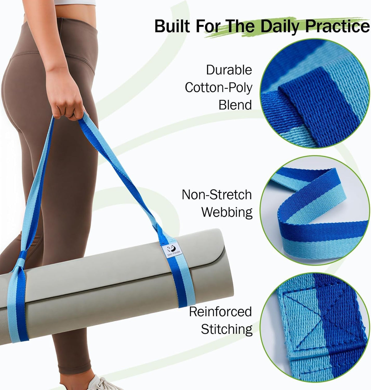 Slim Panda Yoga Mat Straps for Carrying, Adjustable Yoga Mat Carrier Sling Fits All Mats(Mat Not Included)
