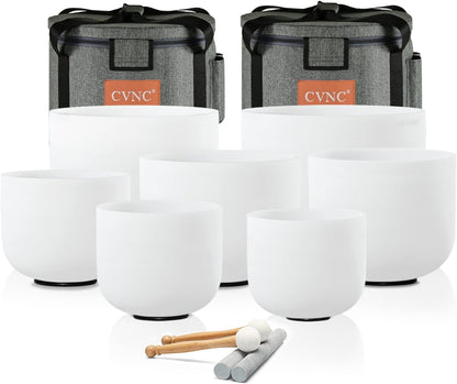 Crystal Singing Bowl Frosted 432HZ Set Of 7 PCS 6-12 Inch White