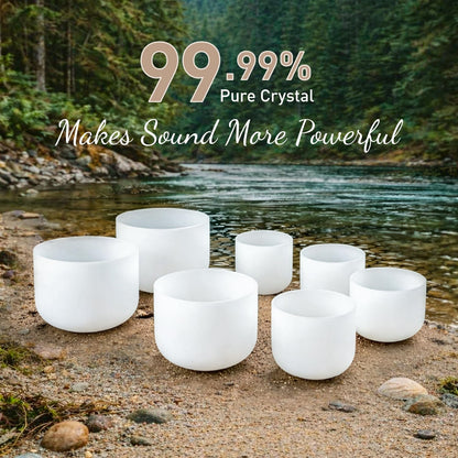 Crystal Singing Bowl Frosted 432HZ Set Of 7 PCS 6-12 Inch White