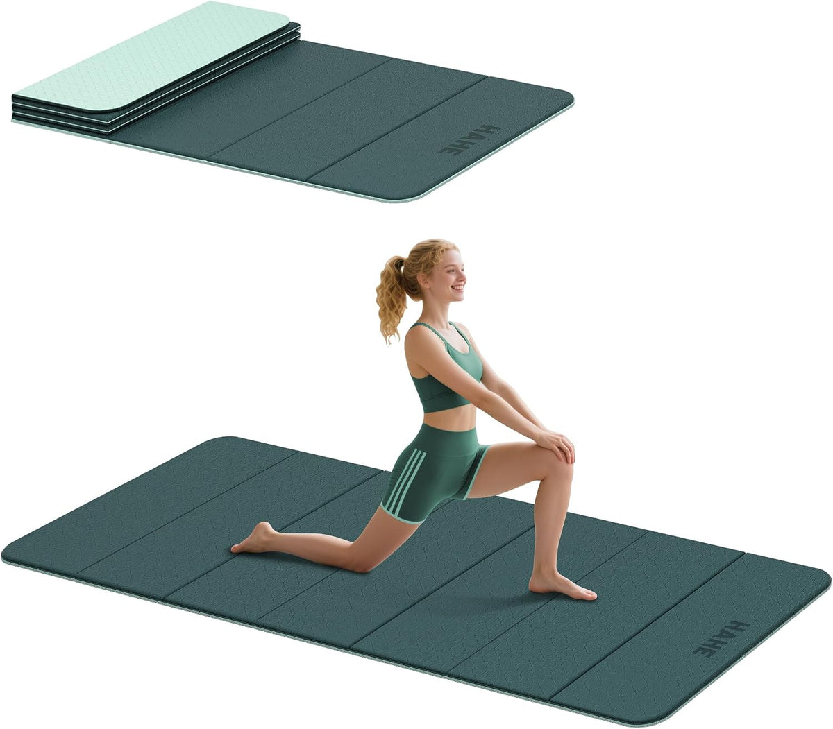 Foldable Yoga Exercise Mat, 74"Lx32"Wx1/3"Thick, TPE Workout Mat