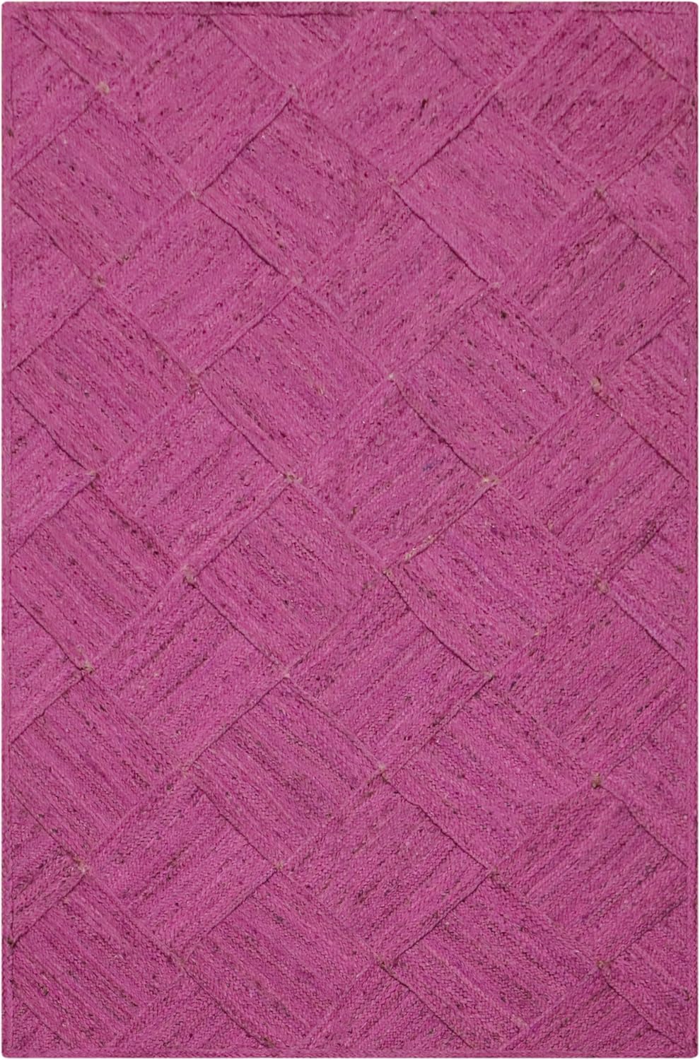 Hand Braided Jute 4 Ft Square Kilim Rug Flatweave Pink Geometric Pattern Jute Sisal Rug, Thick 0.27 Inch Indoor Outdoor Carpet for Kitchen, Bedside, Yoga Mat - Colors A