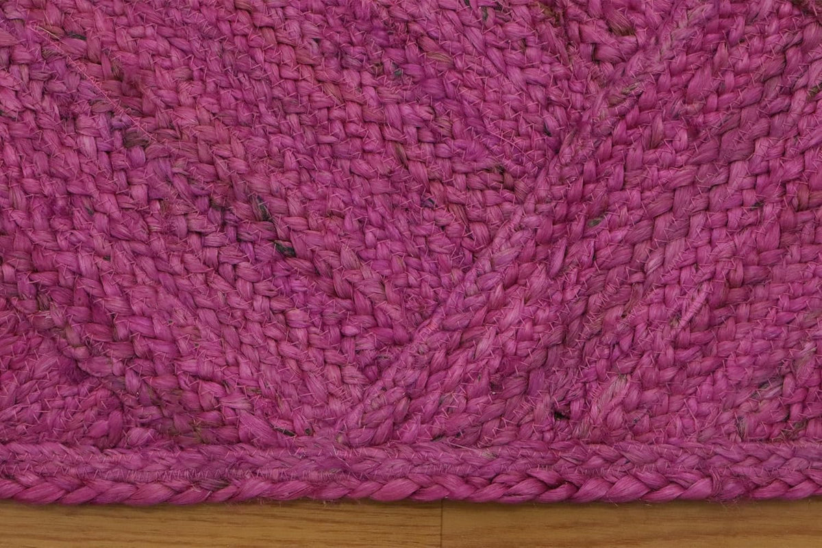 Hand Braided Jute 4 Ft Square Kilim Rug Flatweave Pink Geometric Pattern Jute Sisal Rug, Thick 0.27 Inch Indoor Outdoor Carpet for Kitchen, Bedside, Yoga Mat - Colors A