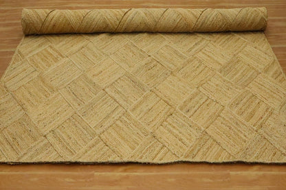 Hand Braided Jute 4 Ft Square Kilim Rug Flatweave Pink Geometric Pattern Jute Sisal Rug, Thick 0.27 Inch Indoor Outdoor Carpet for Kitchen, Bedside, Yoga Mat - Colors A