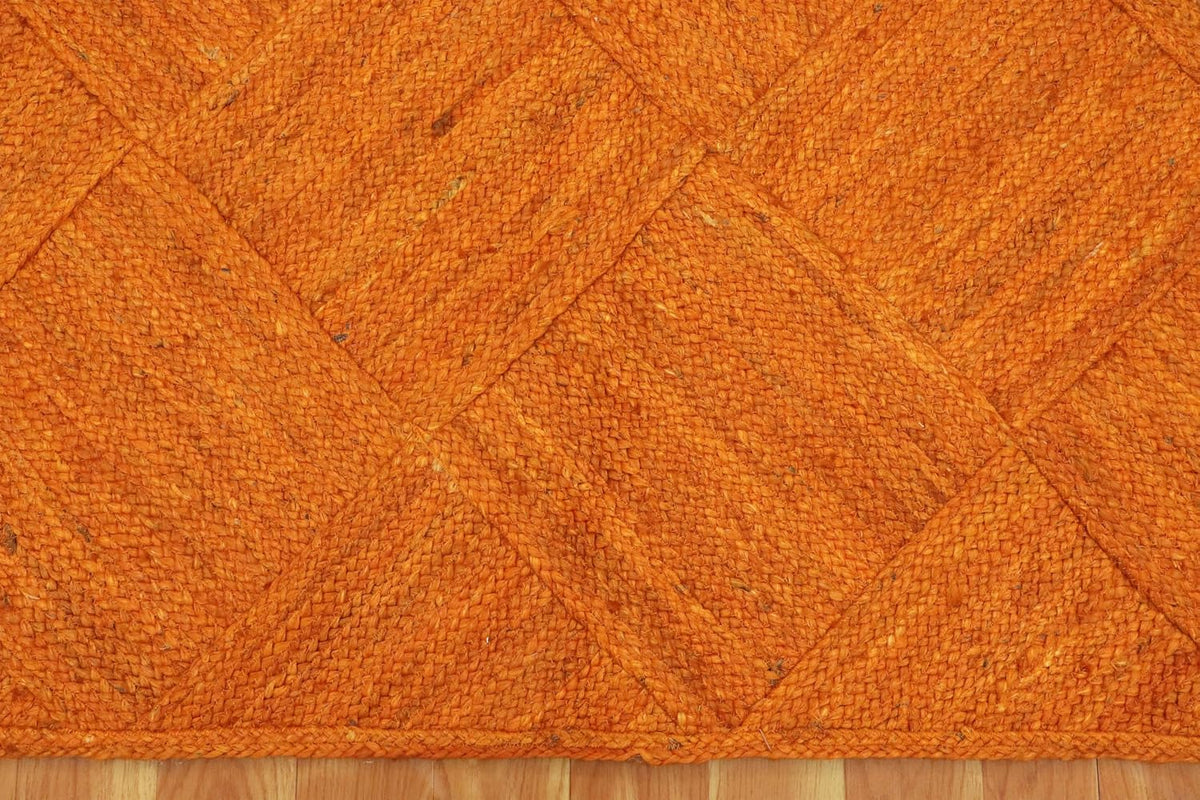 Hand Braided Jute 4 Ft Square Kilim Rug Flatweave Pink Geometric Pattern Jute Sisal Rug, Thick 0.27 Inch Indoor Outdoor Carpet for Kitchen, Bedside, Yoga Mat - Colors A