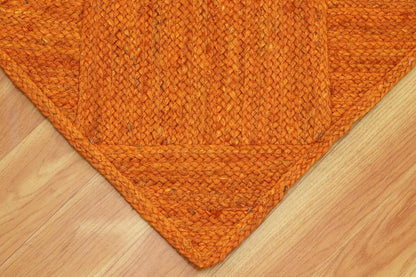 Hand Braided Jute 4 Ft Square Kilim Rug Flatweave Pink Geometric Pattern Jute Sisal Rug, Thick 0.27 Inch Indoor Outdoor Carpet for Kitchen, Bedside, Yoga Mat - Colors A