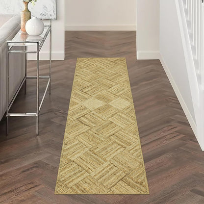 Hand Braided Jute 4 Ft Square Kilim Rug Flatweave Pink Geometric Pattern Jute Sisal Rug, Thick 0.27 Inch Indoor Outdoor Carpet for Kitchen, Bedside, Yoga Mat - Colors A