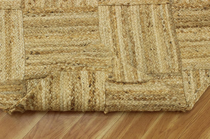 Hand Braided Jute 4 Ft Square Kilim Rug Flatweave Pink Geometric Pattern Jute Sisal Rug, Thick 0.27 Inch Indoor Outdoor Carpet for Kitchen, Bedside, Yoga Mat - Colors A