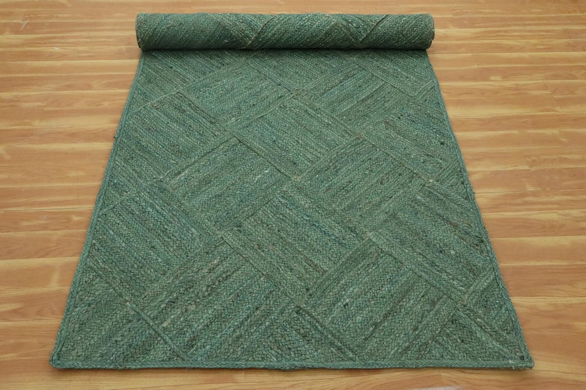 Hand Braided Jute 4 Ft Square Kilim Rug Flatweave Pink Geometric Pattern Jute Sisal Rug, Thick 0.27 Inch Indoor Outdoor Carpet for Kitchen, Bedside, Yoga Mat - Colors A
