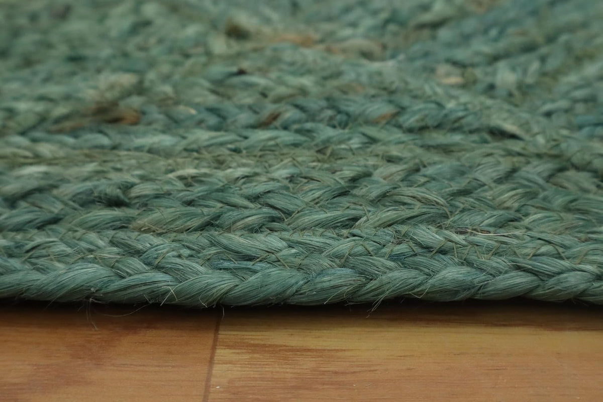 Hand Braided Jute 4 Ft Square Kilim Rug Flatweave Pink Geometric Pattern Jute Sisal Rug, Thick 0.27 Inch Indoor Outdoor Carpet for Kitchen, Bedside, Yoga Mat - Colors A