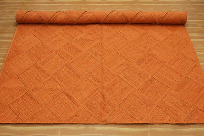 Hand Braided Jute 4 Ft Square Kilim Rug Flatweave Pink Geometric Pattern Jute Sisal Rug, Thick 0.27 Inch Indoor Outdoor Carpet for Kitchen, Bedside, Yoga Mat - Colors A