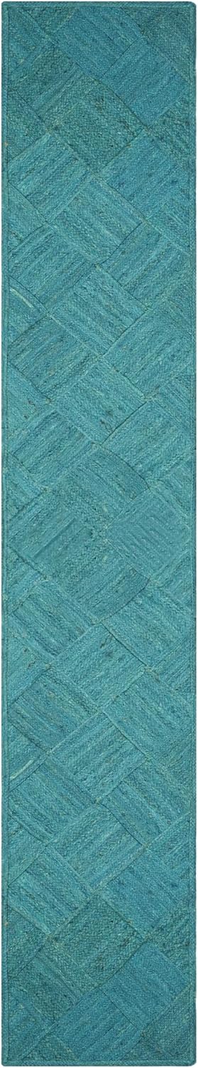 Hand Braided Jute 4 Ft Square Kilim Rug Flatweave Pink Geometric Pattern Jute Sisal Rug, Thick 0.27 Inch Indoor Outdoor Carpet for Kitchen, Bedside, Yoga Mat - Colors A