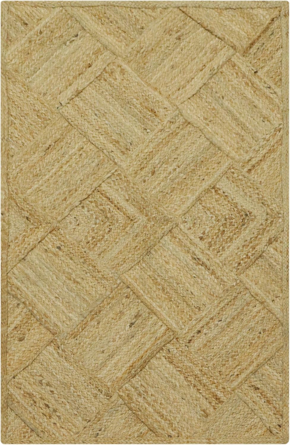 Hand Braided Jute 4 Ft Square Kilim Rug Flatweave Pink Geometric Pattern Jute Sisal Rug, Thick 0.27 Inch Indoor Outdoor Carpet for Kitchen, Bedside, Yoga Mat - Colors A