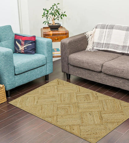 Hand Braided Jute 4 Ft Square Kilim Rug Flatweave Pink Geometric Pattern Jute Sisal Rug, Thick 0.27 Inch Indoor Outdoor Carpet for Kitchen, Bedside, Yoga Mat - Colors A