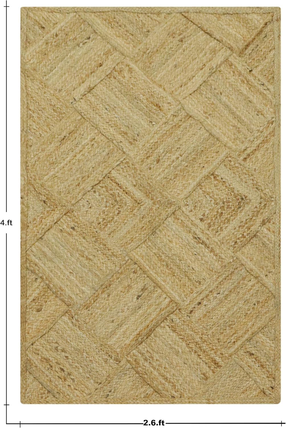 Hand Braided Jute 4 Ft Square Kilim Rug Flatweave Pink Geometric Pattern Jute Sisal Rug, Thick 0.27 Inch Indoor Outdoor Carpet for Kitchen, Bedside, Yoga Mat - Colors A