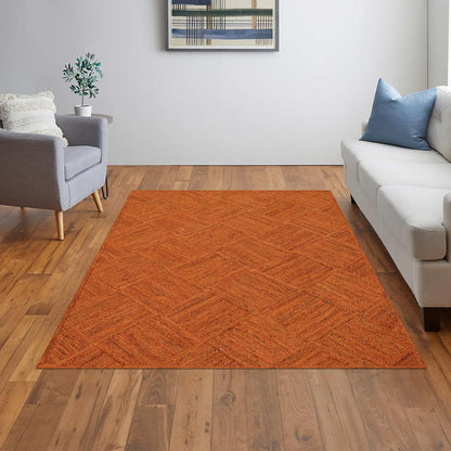 Hand Braided Jute 4 Ft Square Kilim Rug Flatweave Pink Geometric Pattern Jute Sisal Rug, Thick 0.27 Inch Indoor Outdoor Carpet for Kitchen, Bedside, Yoga Mat - Colors A