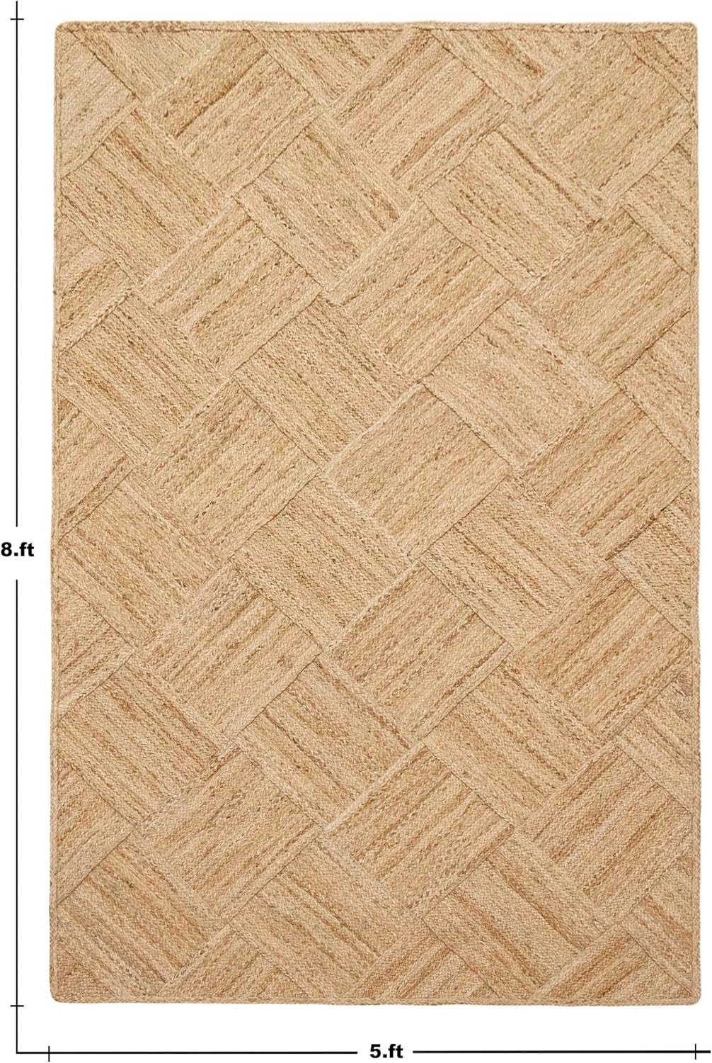Hand Braided Jute 4 Ft Square Kilim Rug Flatweave Pink Geometric Pattern Jute Sisal Rug, Thick 0.27 Inch Indoor Outdoor Carpet for Kitchen, Bedside, Yoga Mat - Colors A