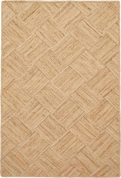 Hand Braided Jute 4 Ft Square Kilim Rug Flatweave Pink Geometric Pattern Jute Sisal Rug, Thick 0.27 Inch Indoor Outdoor Carpet for Kitchen, Bedside, Yoga Mat - Colors A