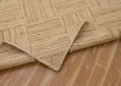 Hand Braided Jute 4 Ft Square Kilim Rug Flatweave Pink Geometric Pattern Jute Sisal Rug, Thick 0.27 Inch Indoor Outdoor Carpet for Kitchen, Bedside, Yoga Mat - Colors A