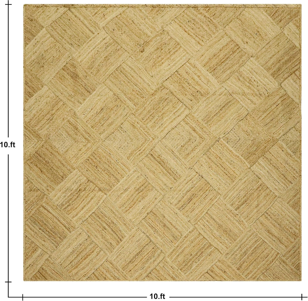 Hand Braided Jute 4 Ft Square Kilim Rug Flatweave Pink Geometric Pattern Jute Sisal Rug, Thick 0.27 Inch Indoor Outdoor Carpet for Kitchen, Bedside, Yoga Mat - Colors A
