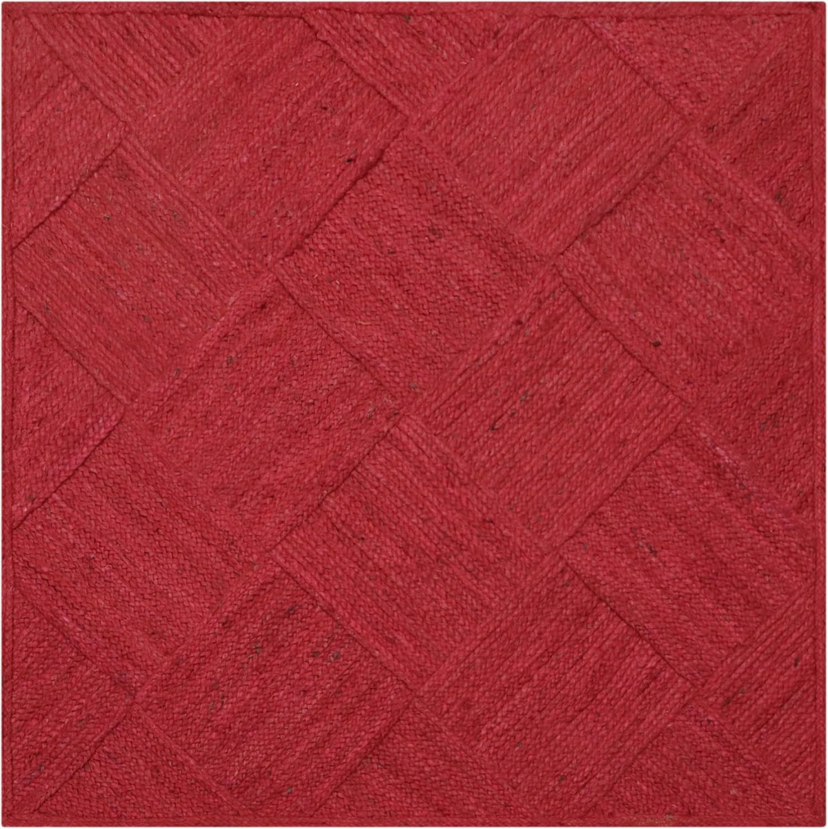 Hand Braided Jute 4 Ft Square Kilim Rug Flatweave Pink Geometric Pattern Jute Sisal Rug, Thick 0.27 Inch Indoor Outdoor Carpet for Kitchen, Bedside, Yoga Mat - Colors A