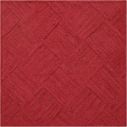 Hand Braided Jute 4 Ft Square Kilim Rug Flatweave Pink Geometric Pattern Jute Sisal Rug, Thick 0.27 Inch Indoor Outdoor Carpet for Kitchen, Bedside, Yoga Mat - Colors A