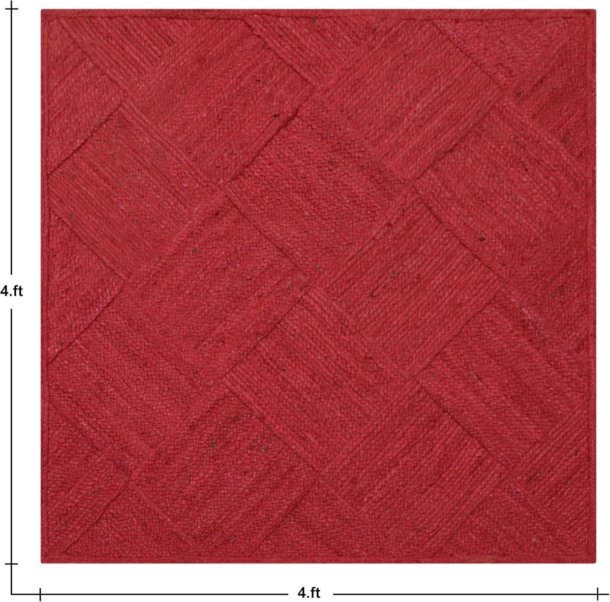 Hand Braided Jute 4 Ft Square Kilim Rug Flatweave Pink Geometric Pattern Jute Sisal Rug, Thick 0.27 Inch Indoor Outdoor Carpet for Kitchen, Bedside, Yoga Mat - Colors A